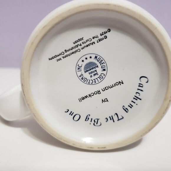 Norman Rockwell Man / Boy Fishing White Coffee Cup Mug - Picture 5 of 7